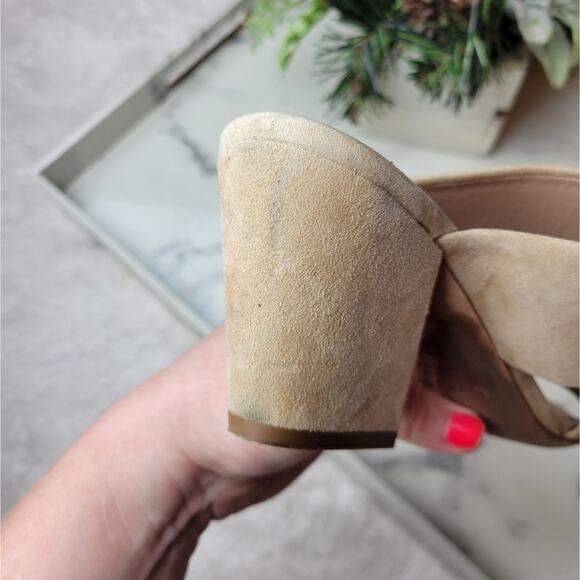 VINCE Benetta Suede Block Heel Slide Sandal In Nude Size 6.5 - Picture 11 of 12